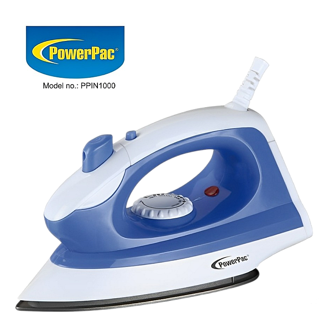 POWERPAC PPIN1000 DRY IRON WITH SPRAY, TEFLON COATED...